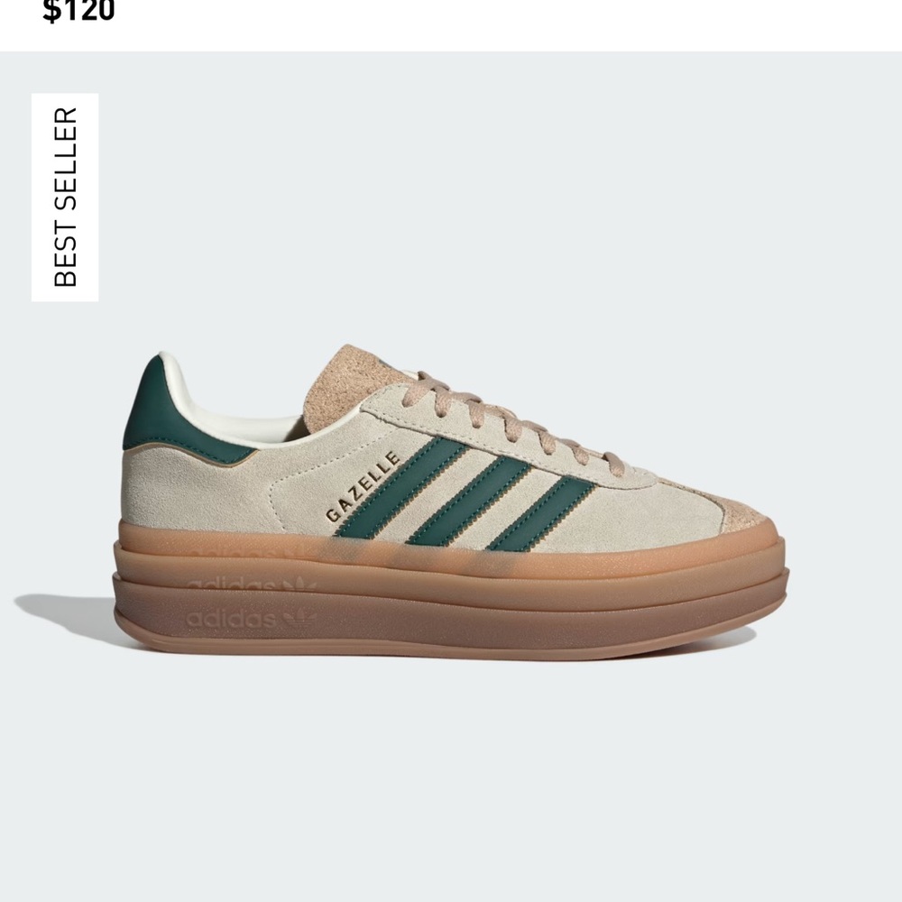Adidas Tan and Green Sneakers with Retro Platform Sole